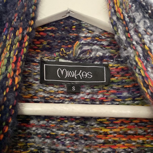 Minkas Multi Colour Long Sweater Cardigan Fringe Size S - Picture 9 of 13